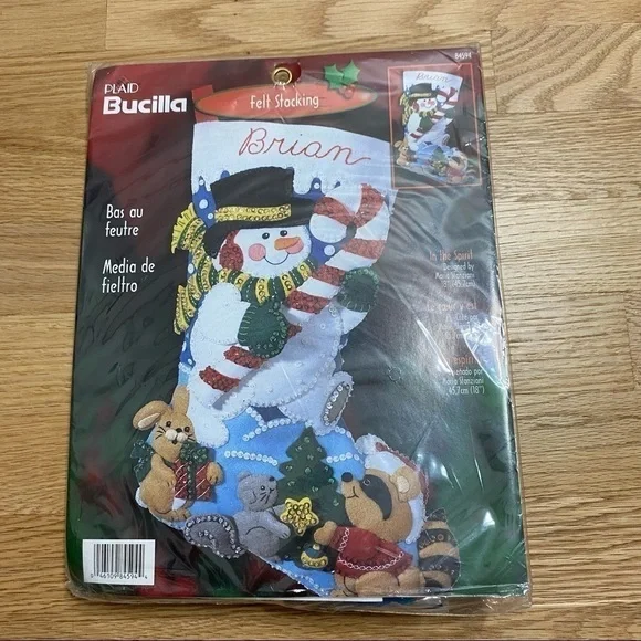 Vintage Bucilla Felt Stocking Craft Kit NWT Snowman Personalized Christmas 84594
